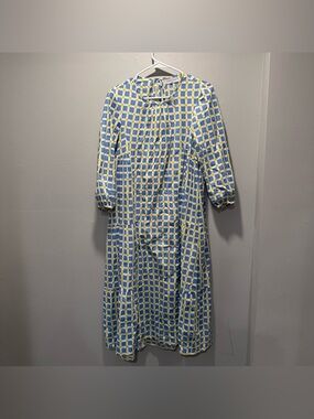 Monsoon and Beyond Blue and Yellow Gingham A-Line Tiered Dress Size Medium